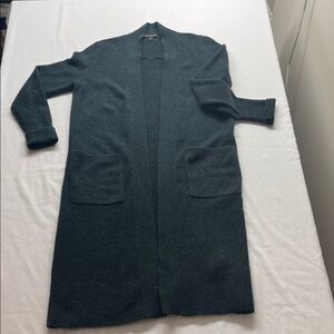 Women's Long Open Cardigan Sweater - Dark Green